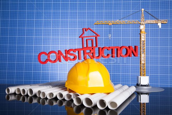 Construction site, crane and Blueprints  Stock photo © JanPietruszka