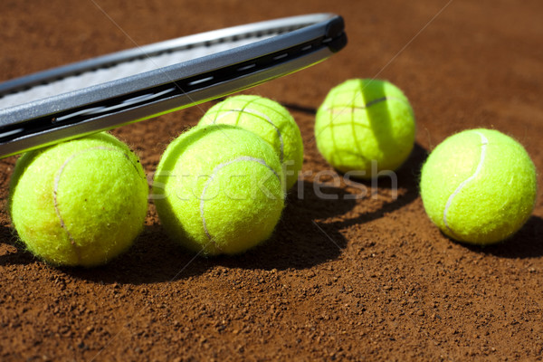 Raquette de tennis tribunal fond jouer jeu Photo stock © JanPietruszka