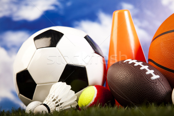 Equipamentos esportivos grama naturalismo colorido esportes futebol Foto stock © JanPietruszka