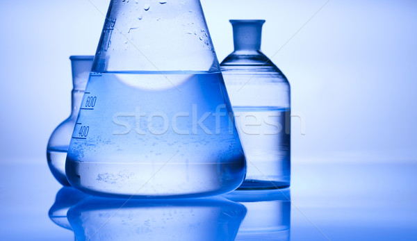 Kémia laboratórium üvegáru technológia egészség kék Stock fotó © JanPietruszka