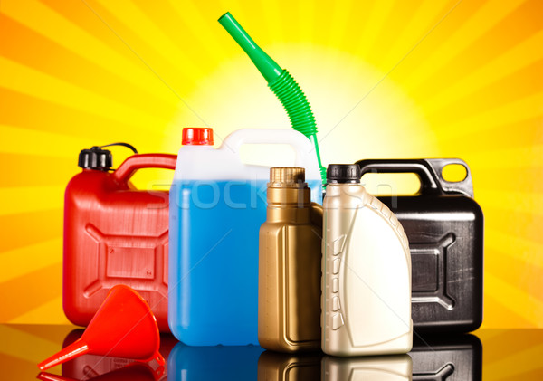 Canisters, Liquids for car on vivid moto concept Stock photo © JanPietruszka