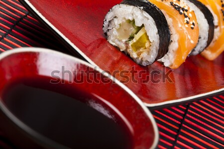 Sushi gustoso tradizionale cibo giapponese pesce tavola Foto d'archivio © JanPietruszka