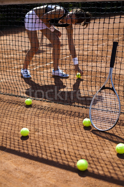 Girl playing tennis on the court Stock photo © JanPietruszka