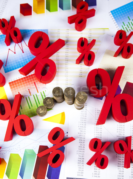 Stockfoto: Percentage · korting · kleurrijk · teken · Rood · financieren