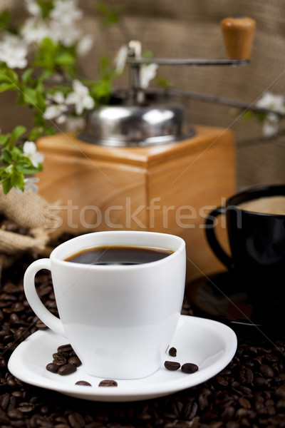 Tradicional xícara de café feijões textura comida quadro Foto stock © JanPietruszka