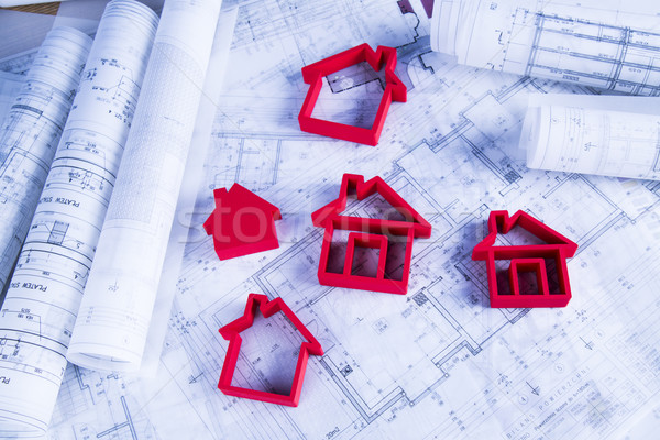 House model, architecture blueprints concept Stock photo © JanPietruszka