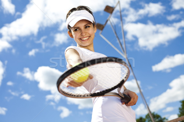 Girl Playing Tennis, natural colorful tone Stock photo © JanPietruszka