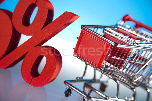 Winkelen supermarkt winkelwagen procent teken business Stockfoto © JanPietruszka