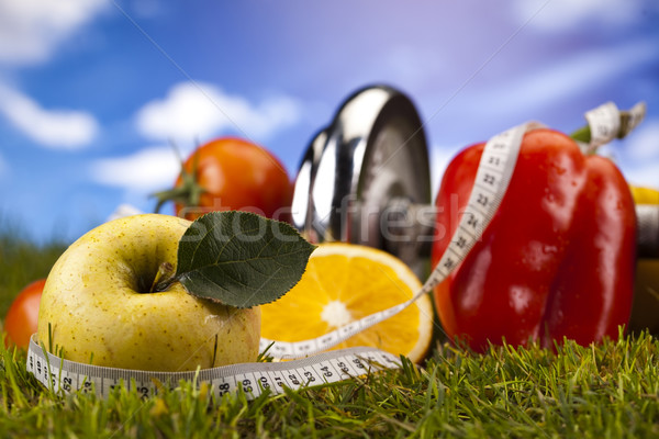 Diet and fitness, dumbell in vitamins  Stock photo © JanPietruszka