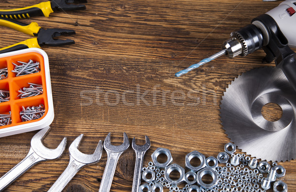 Stock foto: Set · unterschiedlich · Werkzeuge · Holz · Hand · Arbeit