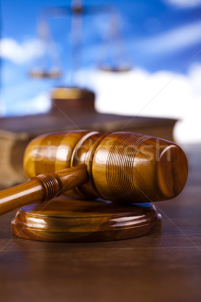 Hukuk mavi gökyüzü ahşap avukat beyaz nesne Stok fotoğraf © JanPietruszka