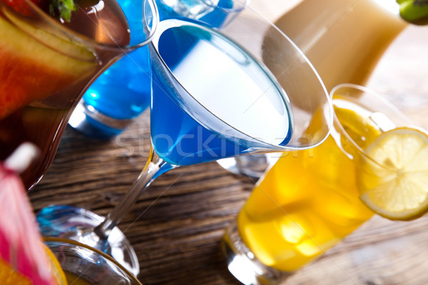 Cocktails, alcohol drinks with fruits Stock photo © JanPietruszka