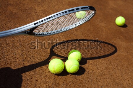 Tennisschläger Kugeln Gericht Hintergrund spielen Spiel Stock foto © JanPietruszka