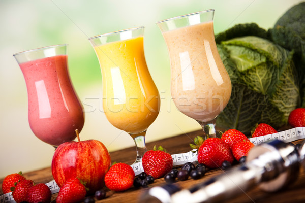 Milk shakes, sport and fitness Stock photo © JanPietruszka