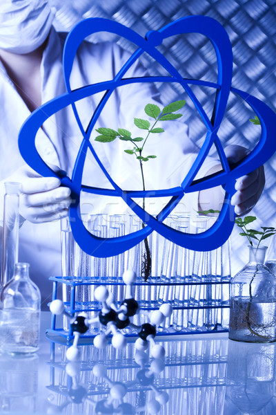 Stock photo: Chemical laboratory glassware, bio organic modern concept