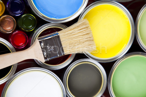 Paint cans, bright colorful tone concept Stock photo © JanPietruszka