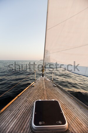 Stock photo: Sailing and sunset sky, summertime saturated colorful theme