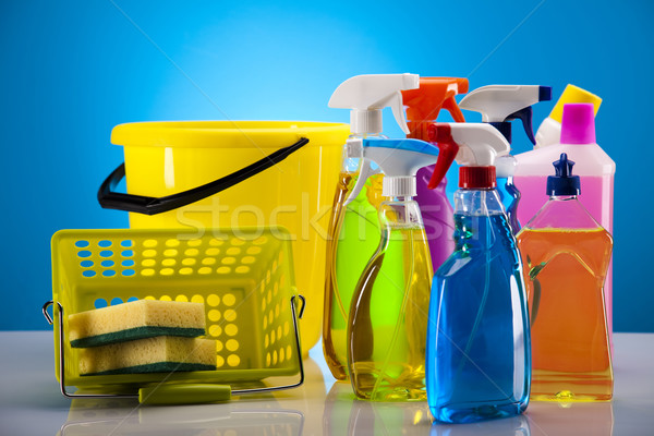 Produktów czyszczących pracy domu butelki czerwony usługi Zdjęcia stock © JanPietruszka