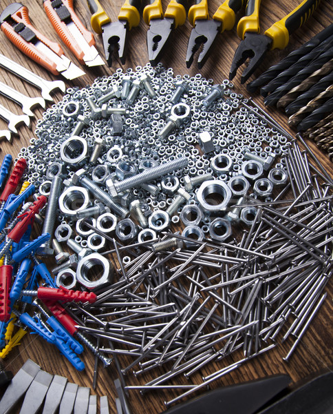 Working tools on wooden background Stock photo © JanPietruszka