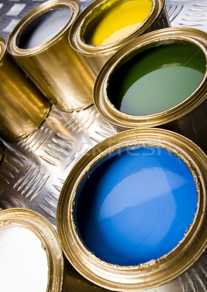 Paint, cans, brush, bright colorful tone concept Stock photo © JanPietruszka