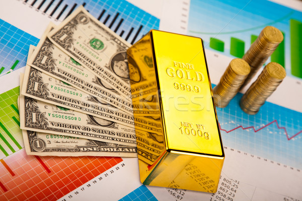 Gold bars with a linear graph, ambient financial concept Stock photo © JanPietruszka