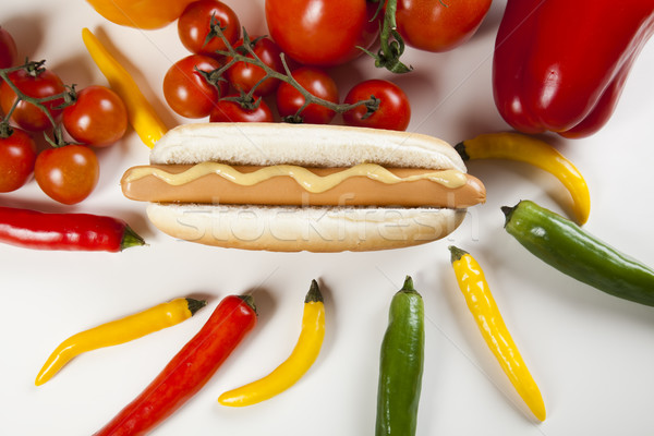 Isolated hot dog, bright colorful vivid theme Stock photo © JanPietruszka