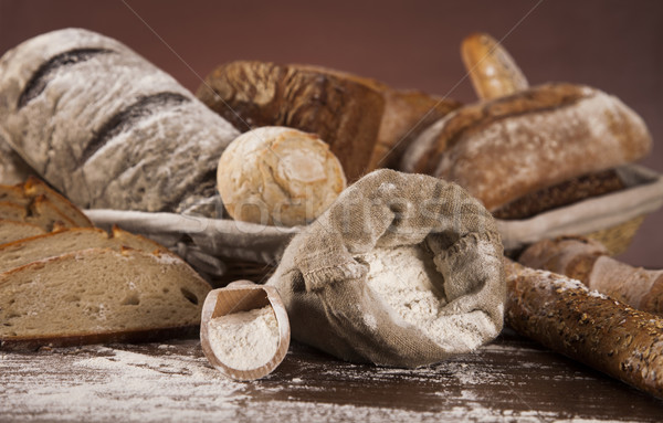 Freshly baked bread on the wooden Stock photo © JanPietruszka