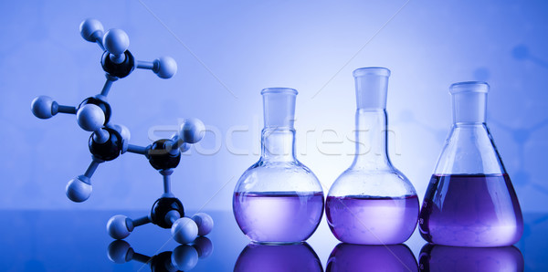 Kémia tudomány laboratórium üvegáru egészség kék Stock fotó © JanPietruszka
