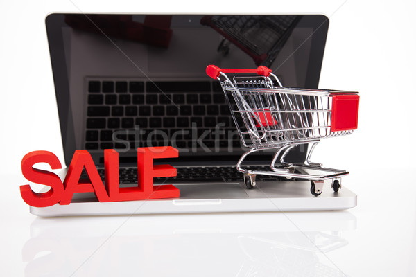 Komputera zakupy online biały technologii ekranu rynku Zdjęcia stock © JanPietruszka
