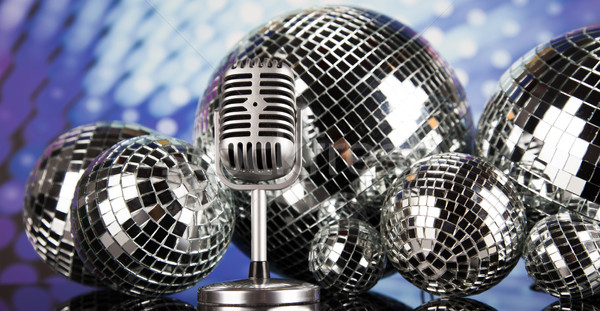 Disco Ball, Microphone and Music background Stock photo © JanPietruszka