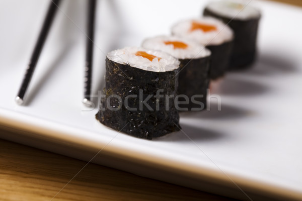Сток-фото: традиционный · японская · еда · суши · рыбы · морем · ресторан