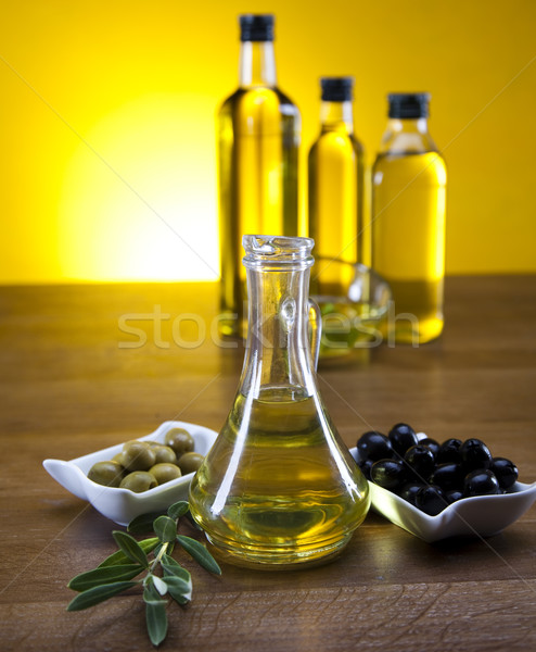 Stock photo: Olive oil and olives 