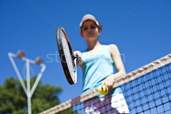 Teniszező természetes színes nő jókedv fiatal Stock fotó © JanPietruszka