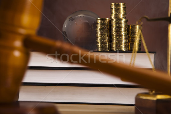 Foto stock: Lei · justiça · gabela · madeira · martelo