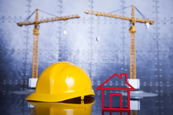 Stock photo: Construction site with cranes and building concept