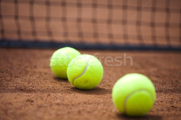 Sport Tennisschläger Kugeln Hintergrund Sport Erde Stock foto © JanPietruszka