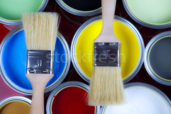 Paint cans, bright colorful tone concept Stock photo © JanPietruszka
