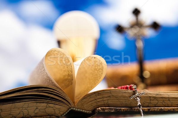 Stock foto: Sakrament · Gemeinschaft · hellen · Buch · jesus · Kirche