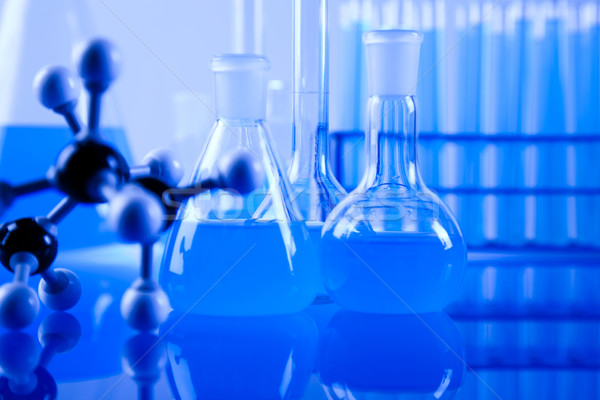 Chemischen Labor Glasgeschirr Technologie Glas blau Stock foto © JanPietruszka