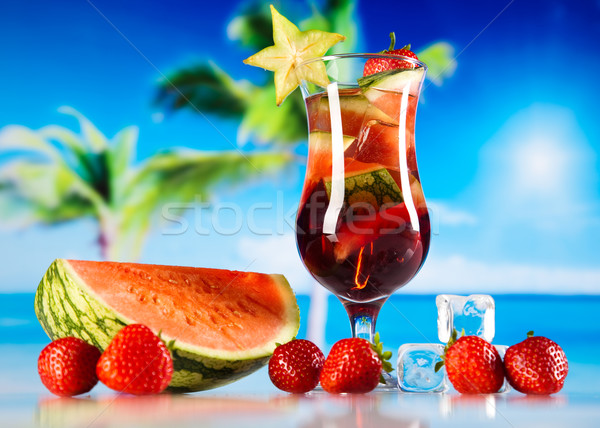 Stock photo: Alcoholic cocktails with fruits, natural colorful tone