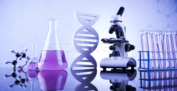 Chemistry science, Laboratory glassware background Stock photo © JanPietruszka