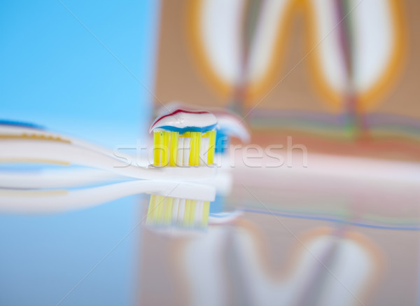 Tandheelkundige gezondheidszorg objecten glas gezondheid Blauw Stockfoto © JanPietruszka