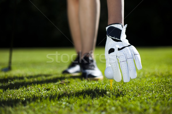 Mädchen spielen Golf hellen farbenreich lebendig Stock foto © JanPietruszka