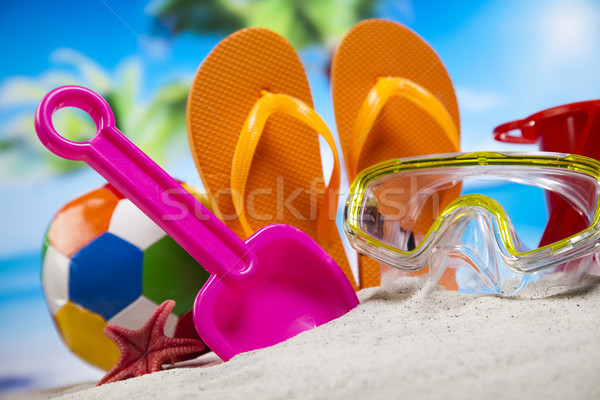 Colorful plastic toys on the beach Stock photo © JanPietruszka