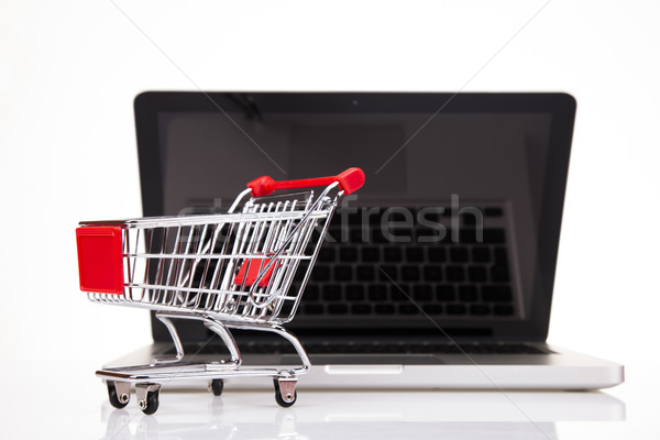 Computer, Online shopping concept in white background Stock photo © JanPietruszka