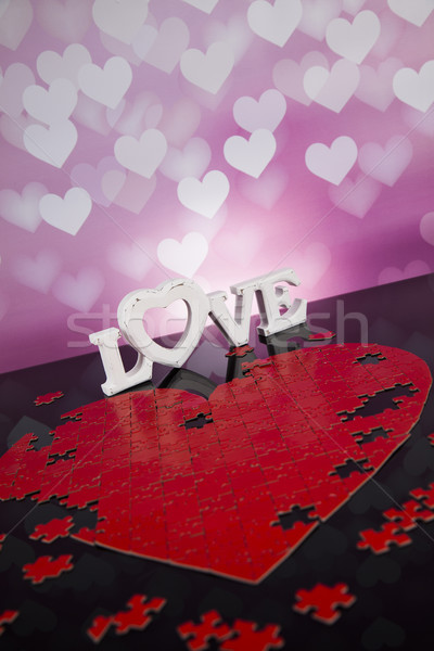 Valentine's day concept with wooden letters love and heart  Stock photo © JanPietruszka
