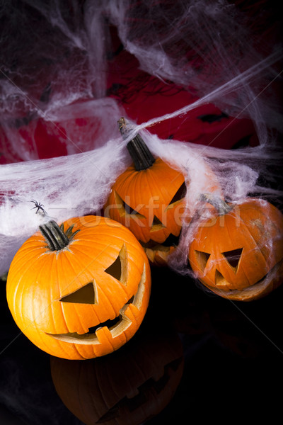 Stock photo: Spider web, Halloween pumpkin Jack