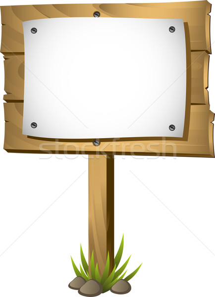 Wooden signboard with a blank paper Stock photo © jara3000