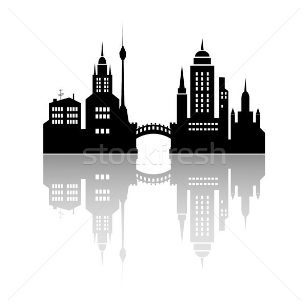 Silhouette of a city with reflection Stock photo © jara3000