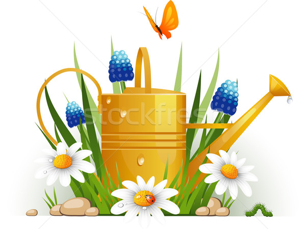 Garden watering can with flowers Stock photo © jara3000
